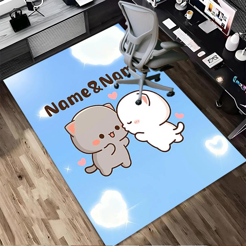 Custom Name Angel Cats Living Room Non-Slip Area Rug Soft Carpet for Bedroom Kids Playroom Sofa Office Home Decor Doormat