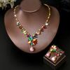 Women Flower Necklace Earrings Wedding Party Banquet Accessory