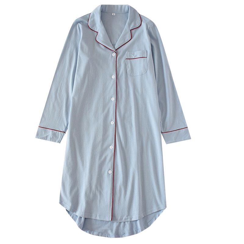 Women's Long Sleeve Strawberry Knit Robe - Soft Cotton Swallowtail Lapel Nightgown for Spring and Autumn