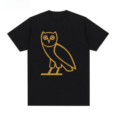 Pato Macho Drake OVO Camiseta para Hombre y Mujer Camiseta de Cuello Redondo Algodón Puro Manga Corta Hip-hop Rap Holgada CLB Canadá