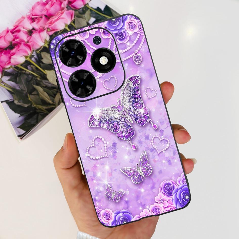 For Tecno Spark 20C Case Spark 20 Pro Cover Popular Flower Butterfly Clear Silicone Phone Cases For Tecno Spark 20 Spark20 Funda