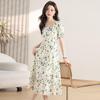 Fresh Floral A-Line Chiffon Short Sleeve Dress