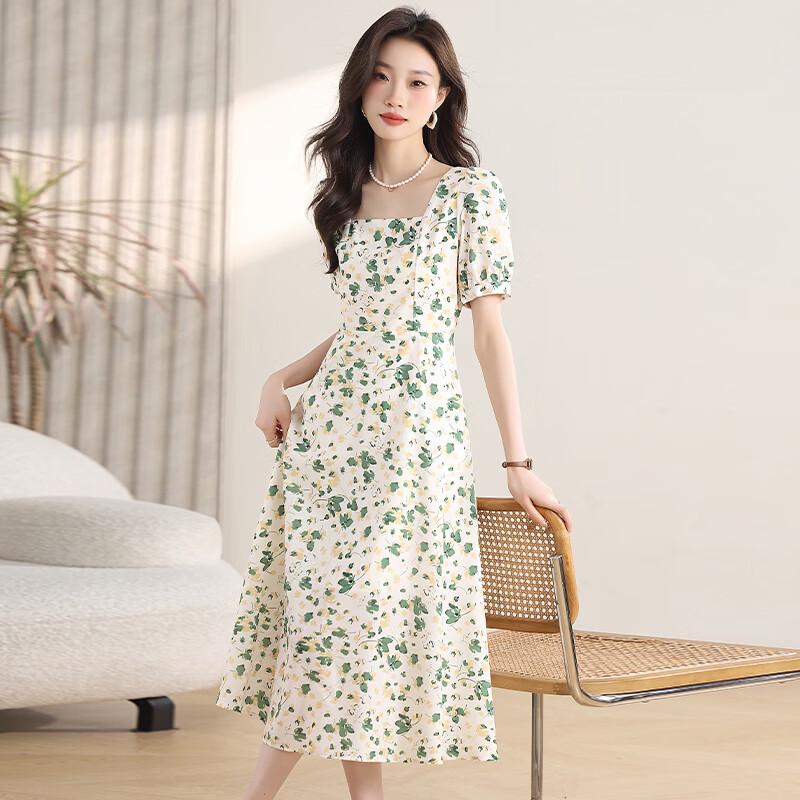 Kaiser Fresh Floral A-Line Chiffon Short Sleeve Dress XL