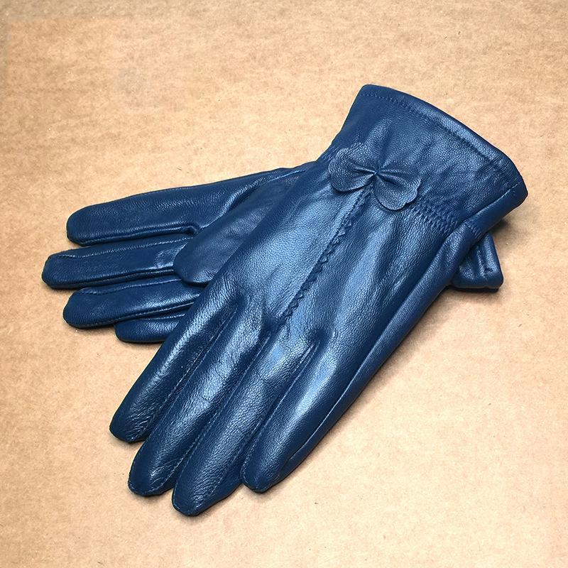 Gants en cuir pour femmes, couleur unie, gants de Protection chauds, accessoires d'extérieur, automne et hiver