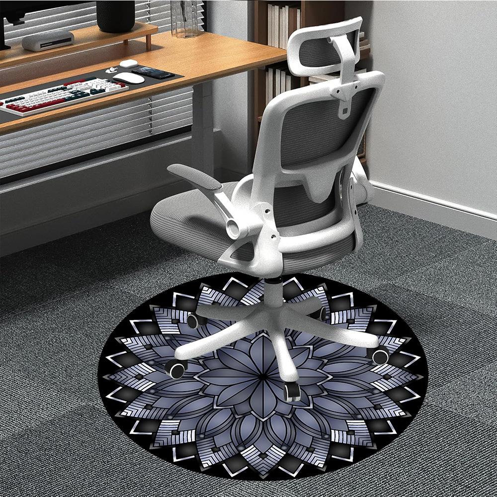 

1PC Mandala Pattern Chair Carpet for Office, Indoor Non-Slip Washable Carpet, Soft Comfortable Mat For Office Room yy250930249 80cm by 80cm