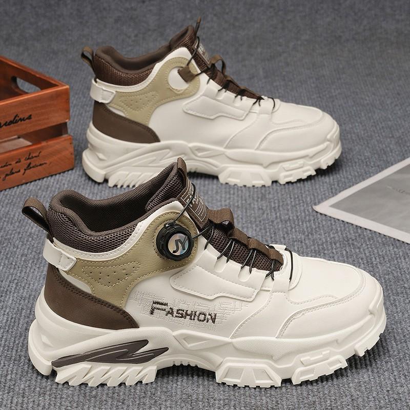 High-top Men s Shoes Rotating Button Sneakers Trend All-matching Platform Sole Height-increasing Casual Dad 41