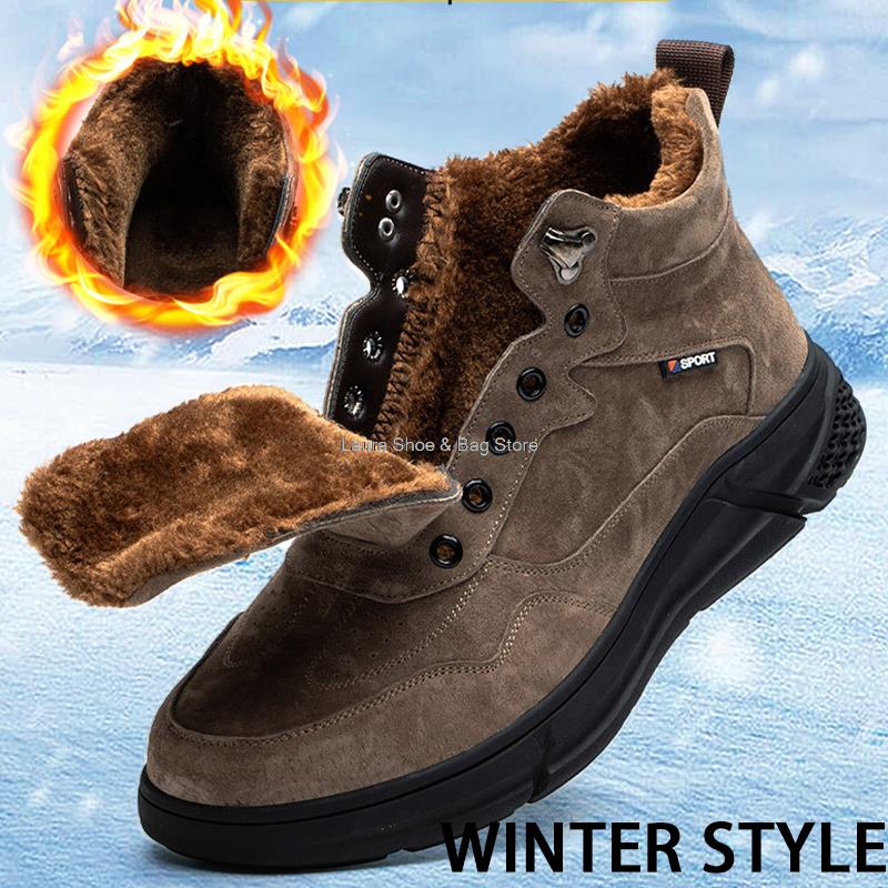 Fashion Puncture Proof Safety Shoes For Men Work Safety Boots Steel Toe Kevlar Warm Fur Winter Boots Female Anti-slip Comfort Work Boots