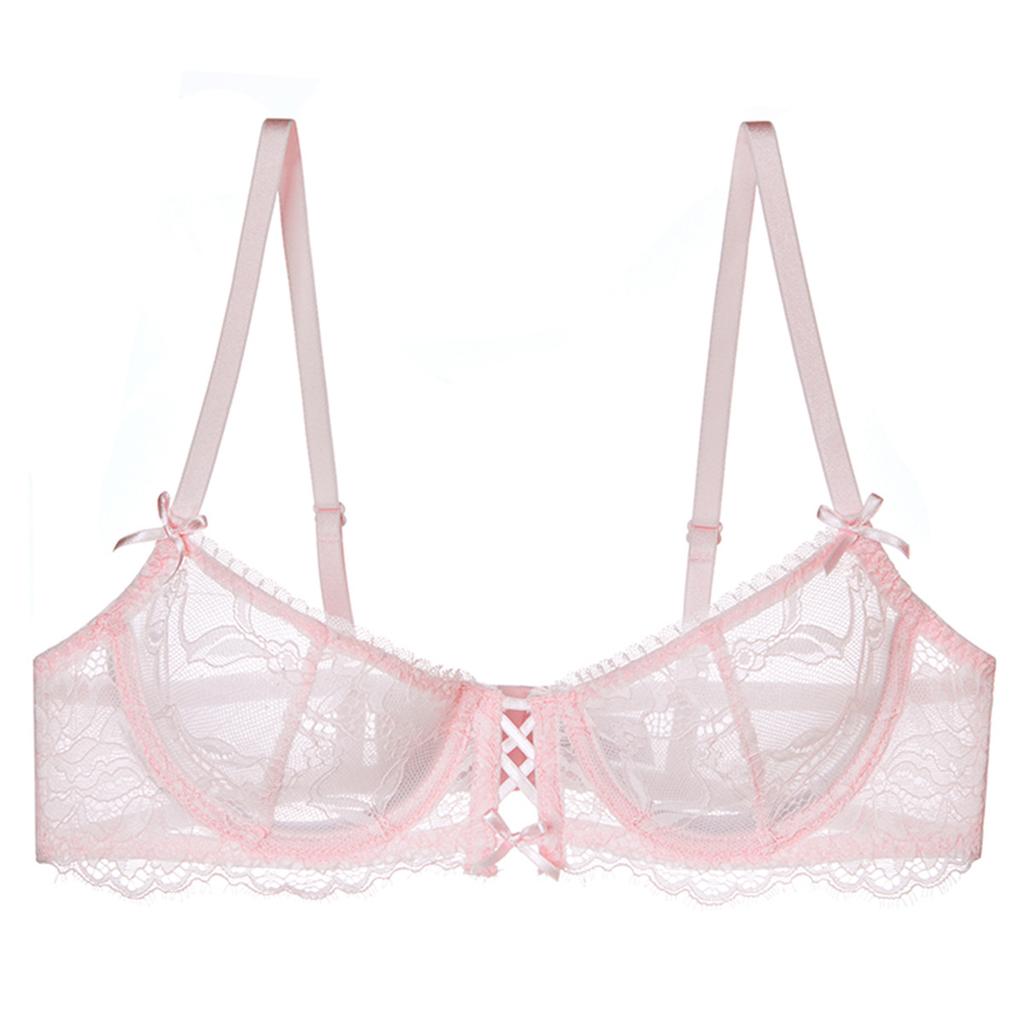 French Sexy Underwear Summer Ultra-thin Pure Lace Underwear Large Chest Small Anti-sagging Large Size Bra Cover