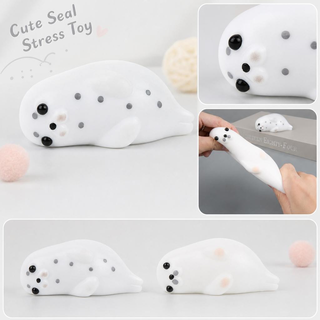 Soft Squishy Seal Toy Stress Relief Squeeze Animal Figure Sensory Toy for Kids and Adults Durable Flexible Material