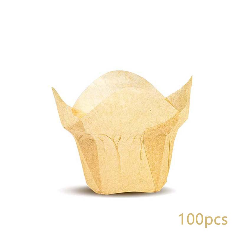100 Piezas Molde para Cupcakes Estilo Loto Molde para Hornear Loto Molde para Muffins Cupcake de Papel Resistente al Aceite Envoltorio para Pastel Utensilios de Pastelería