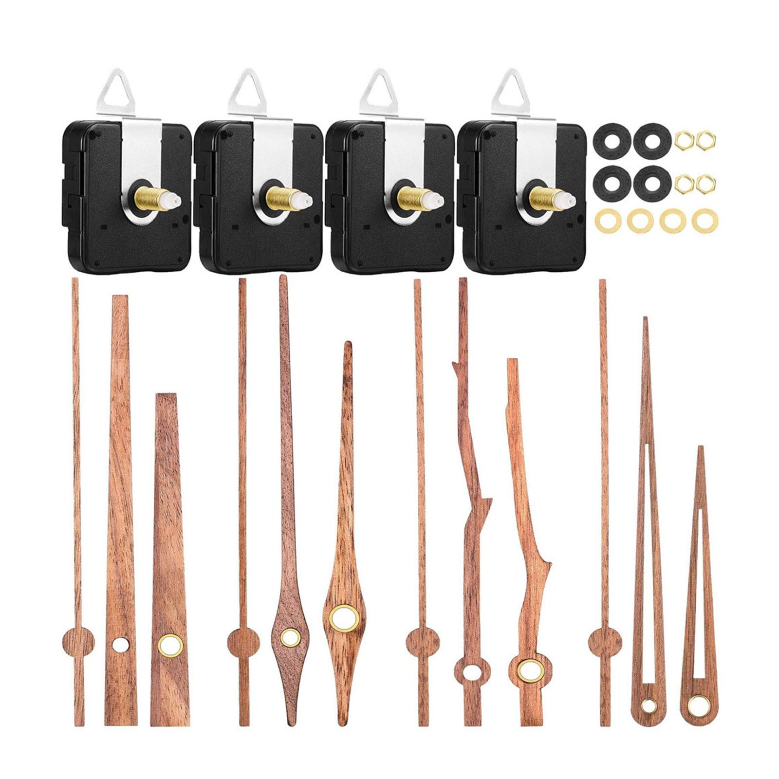 

4 шт. Бесшумный часовой механизм для замены с 4 типами деревянных валов (длинный и короткий) Механизм часового мотора для настенных часов Запасные части для ремонта F