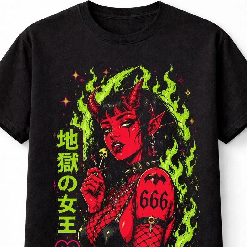 Anime Demon Girl 666 Gothic Horror Unisexga Graphic Unisex TShirt S