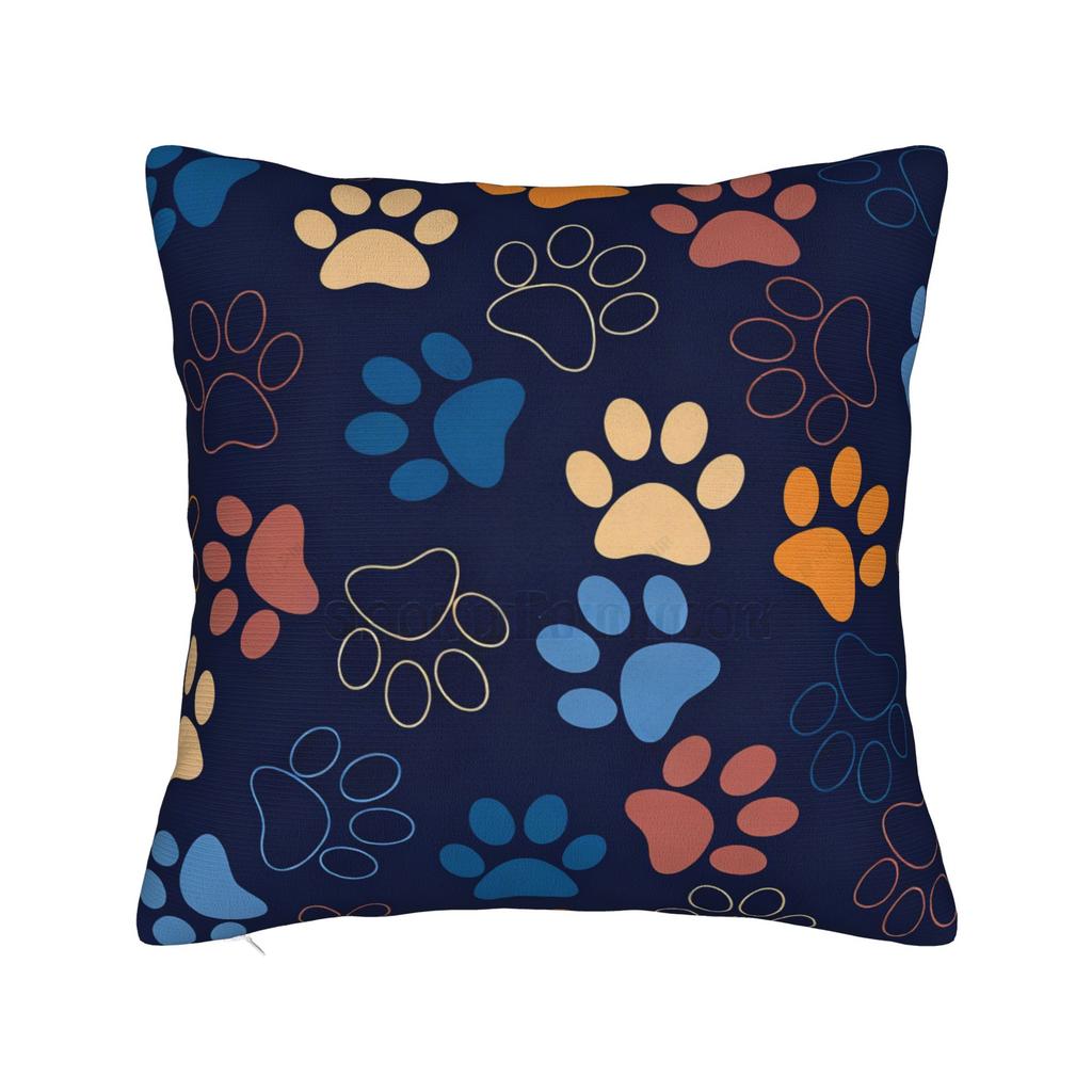 Pillow Cover Dog Paw Print And Bone Morden Pillow Case For Chair Sofa Home Decor Pillowcases