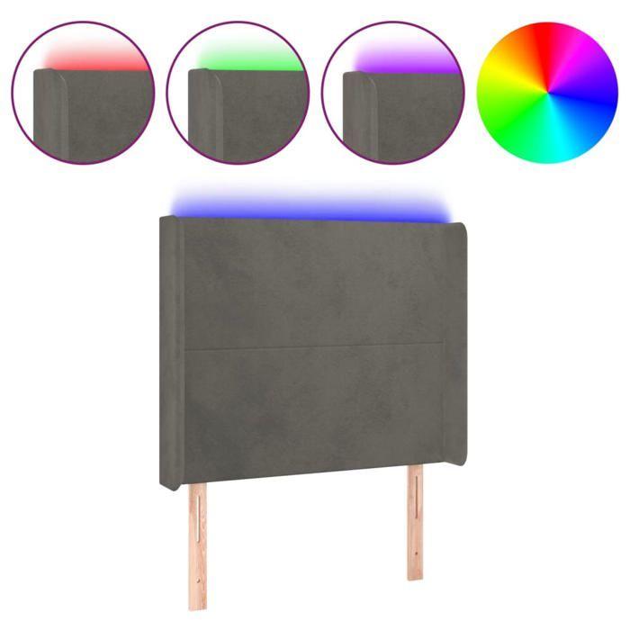VidaXL Tête de Lit à LED Meuble de Chambre à Coucher Accessoire de Lit Simple Tête de Cadre de Lit Intérieur Gris Foncé 3123811