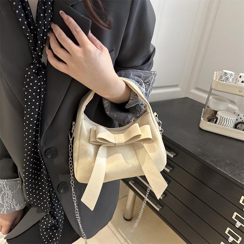 Women's Temperament Bow Bags, 2026 New Fashiable and Versatile Single Shoulder Crossbody Bag, Casual Texture Handbag