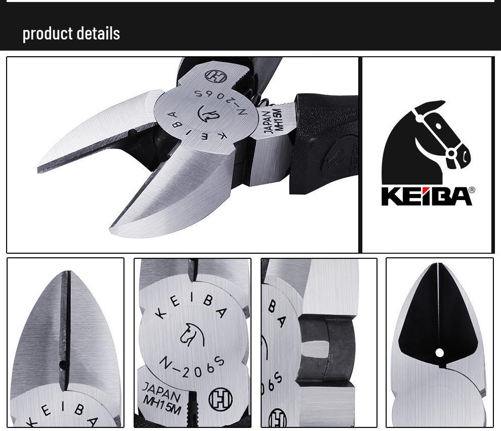 Japan KEIBA N-205S/206S/207S Electrician's Angled Pliers and Wire Cutter