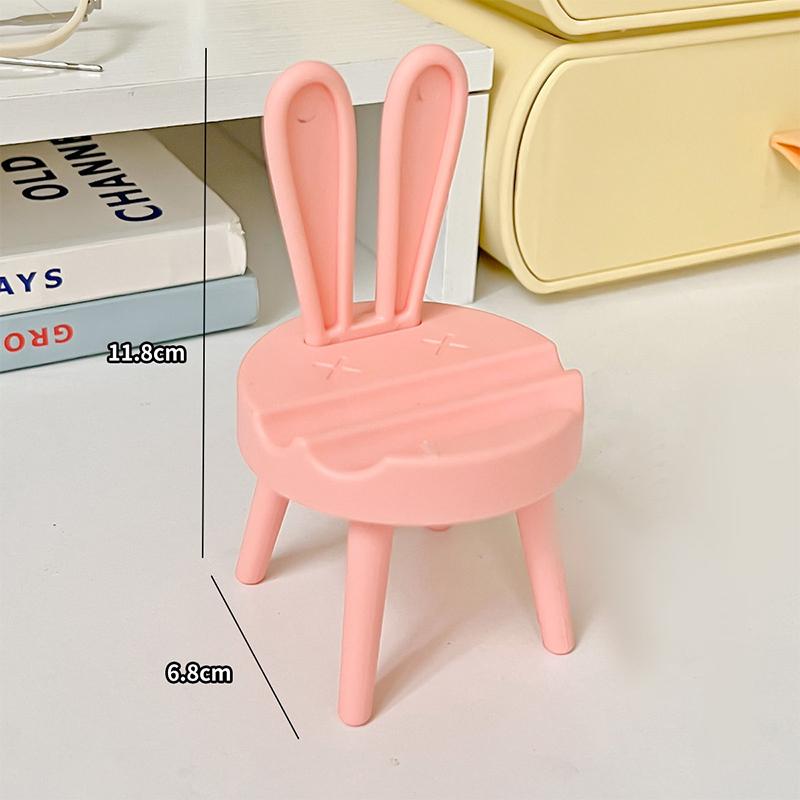 Cute Rabbit Ears Chair Shaped Phone Holder Accessories Desktop Mobile Office Creative Lazy Tablet Stand розовый