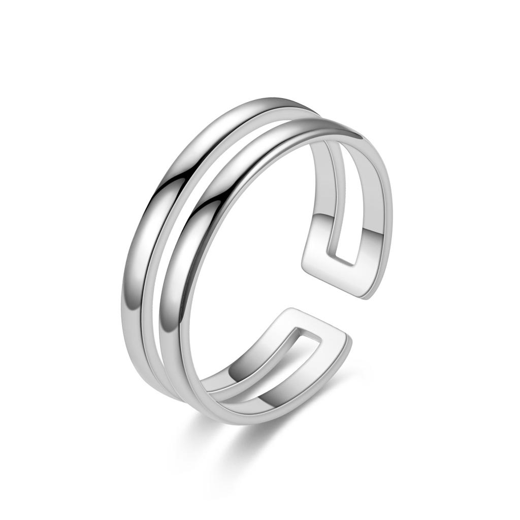 Fashion Geometric Open Stainless Steel Ring Women's Temperament Couple Ring Hand Jewelry
