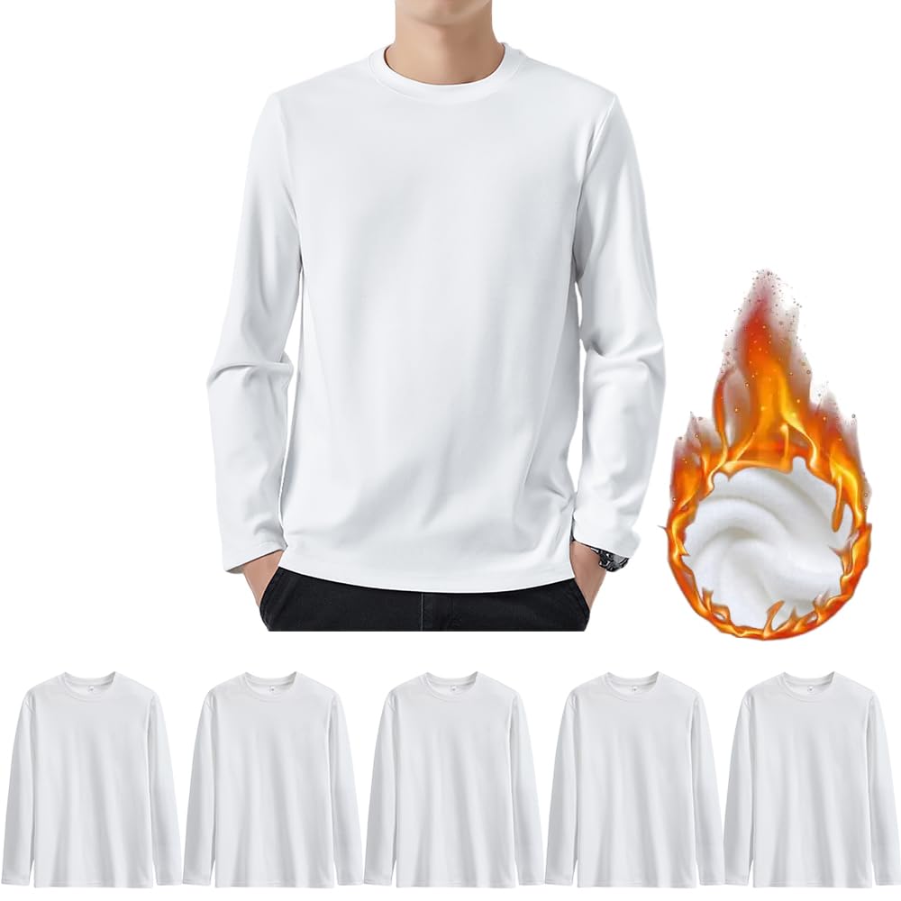 

Hisitosa Long Sleeve Cold Weather of and Addictively Soft Men s Undershirts, Underwear, 3-Pack 5, Fleece-Lined, Thick, Antibacterial, Odor-Resistant,