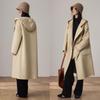 VICTORIA&VERA Women's Hooded Double-Faced Wool Long Coat
