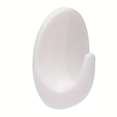5pcs Plastic White Oval Hook, Self Adhesive Wall Hook, Punch Free Traceless Sticky Hook, Household Multipurpose Storage Hook, Suitable