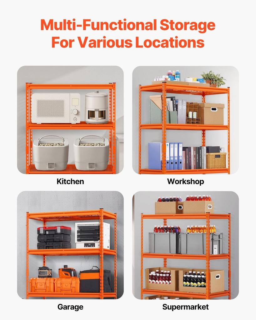 Storage Shelves 4 Tier Adjustable Heavy Duty Garage Shelving Unit 2400 lbs