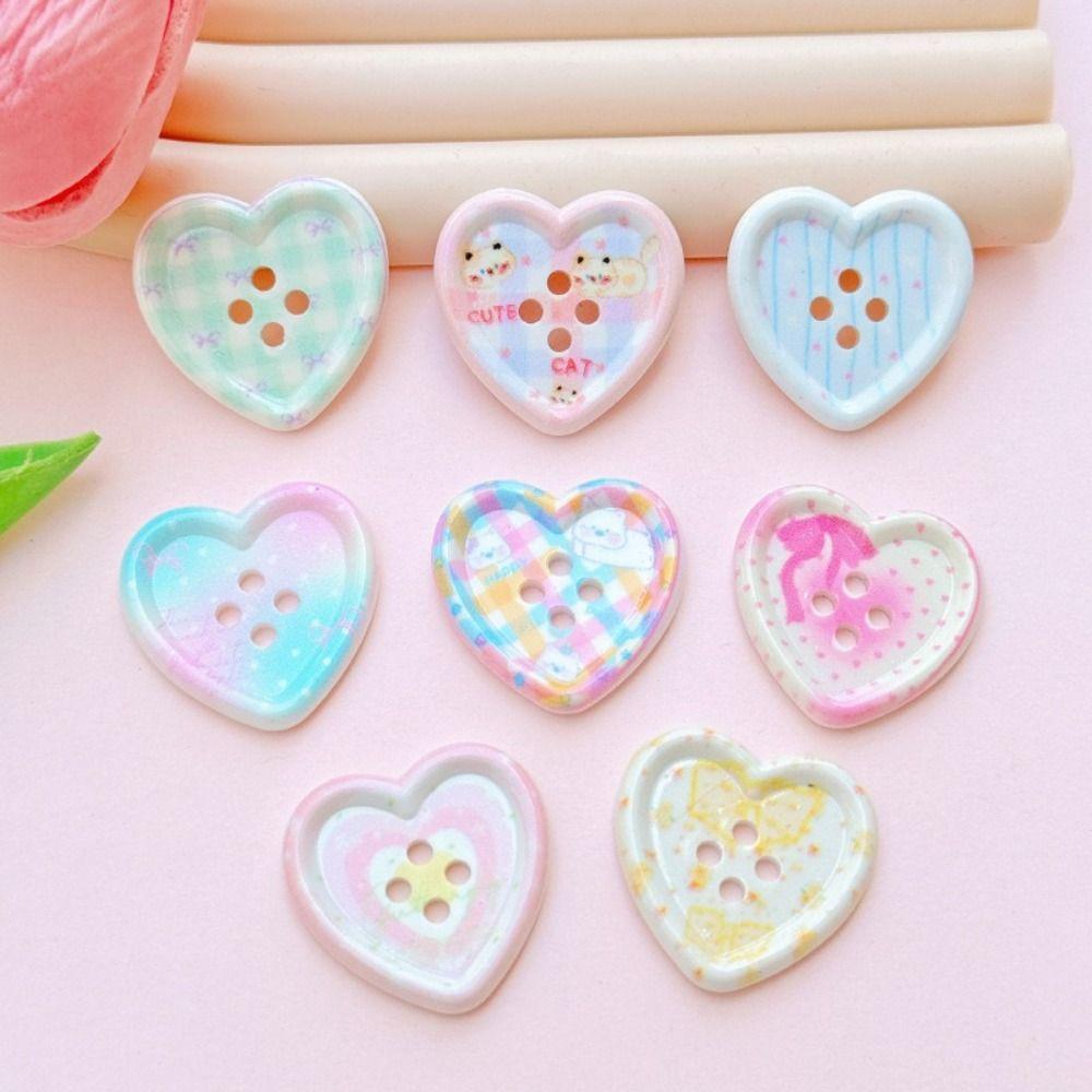 50 PCS New Resin Buttons Vintage Cute Garment Ornaments DIY Plaid Doll Accessory