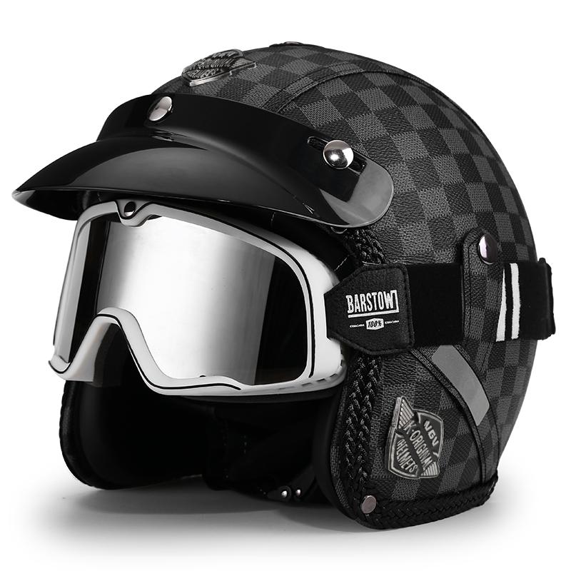 Retro Crown Prince Pedal Motorcycle Helmet Men's and Women's Four Seasons Cycling Motorcycle Electric Car Three-quarters Helmet