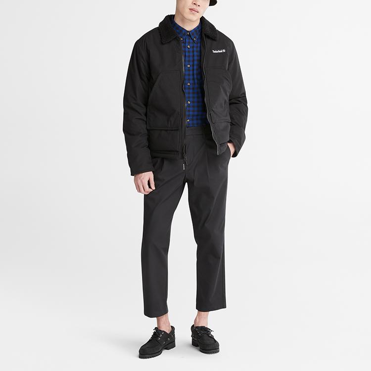 Timberland Lässige Warme Leichte Gesteppte Fleece Uni Wasserabweisende Jacke Herrenjacken Schwarz A5VD5-001