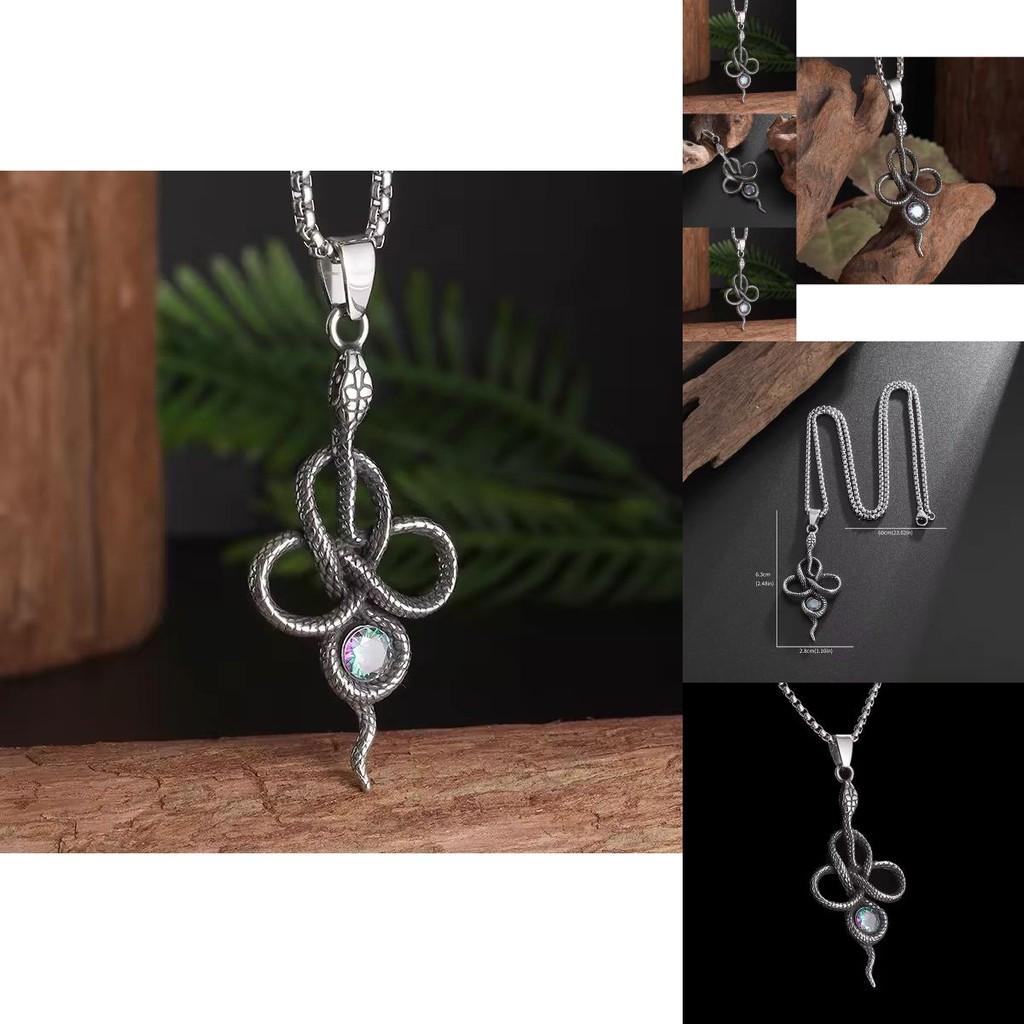 Vintage Snake Pendant Necklace With Gemstone Accents For Unique Fashion Statement