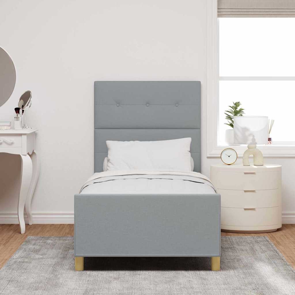 Bed Frame with Headboard Light Gray 100 X 200 Cm Fabric