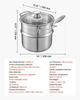 2.5 QT Saucepan with Steamer, Stainless Steel Saucepan with Glass Lid, Multipurpose Nonstick Stainless Steel Sauce Pot with Ergonomic Handle, Friendly