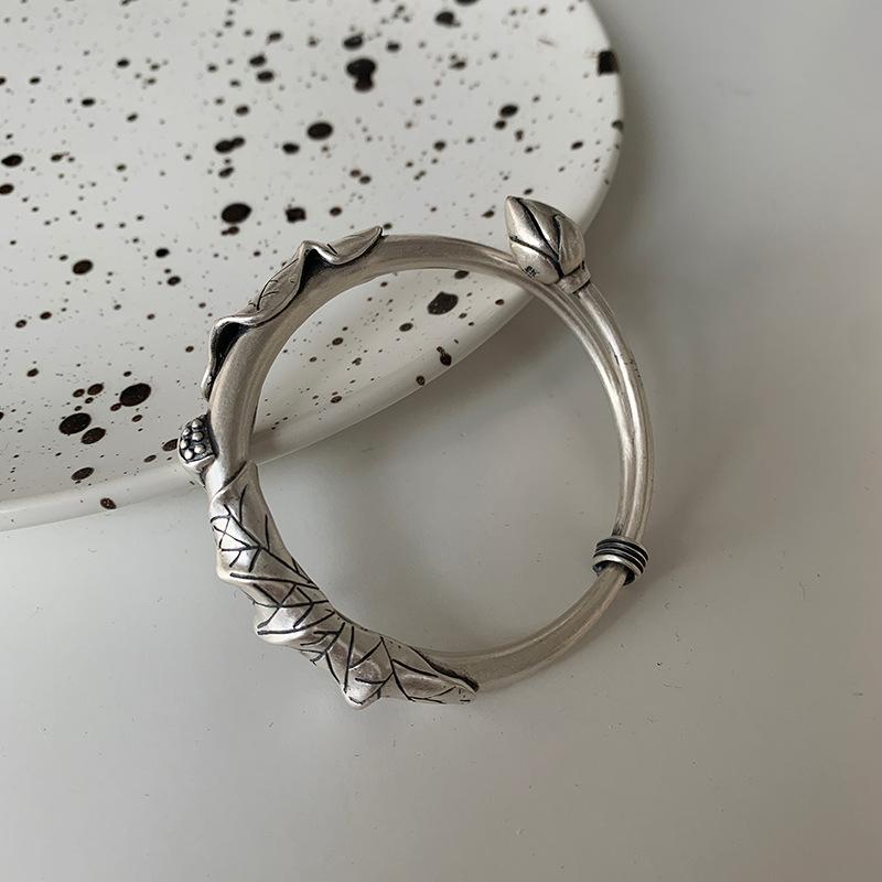 Nuovo arrivo promozione alla moda fiore di loto e foglia 925 argento sterling braccialetto da donna bracciale polsino da donna regali di capodanno