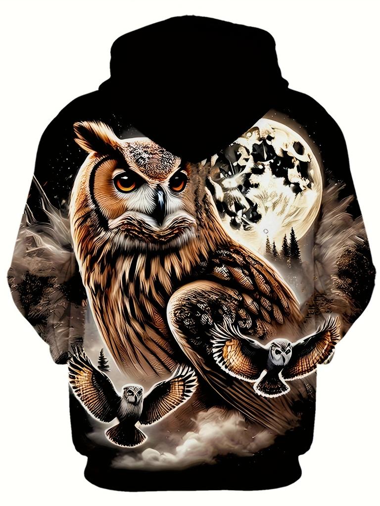 Vintage Owl Animal 3D Print Hoodies Men Fashion Hooded Owls Bird Sweatshirts Hoody Pullovers Harajuku Tracksuit  Male Clothing