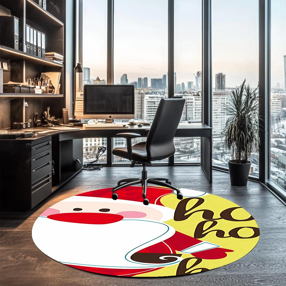 Christmas Santa Claus Printed Round Rug Carpet Chair Rug Area Rug Entryway Doormats,for Office Chair Living Room Bedroom Kitchen Room.