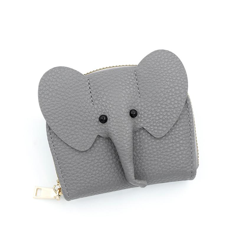 Pu Leather Baby Elephant Coin Purse Women'S Bag Pendant Creative Card Holder Storage Lipstick Envelope Zipper Money Bag