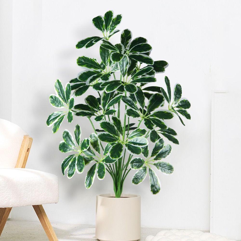 Plastic Material Fake Palm Plants Large Size Plastic Shrub Leaves For Outdoor Decor