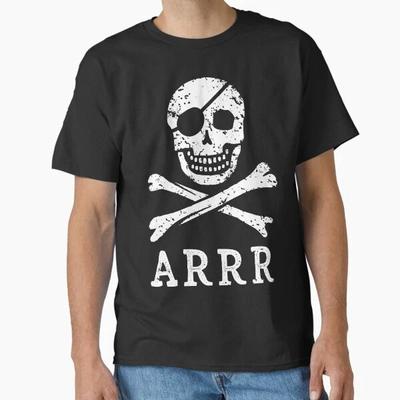 Arrr - T-shirt Classica con Teschio e Tibie Incrociate da Pirata Made in USA/AUS Taglia S-2XL