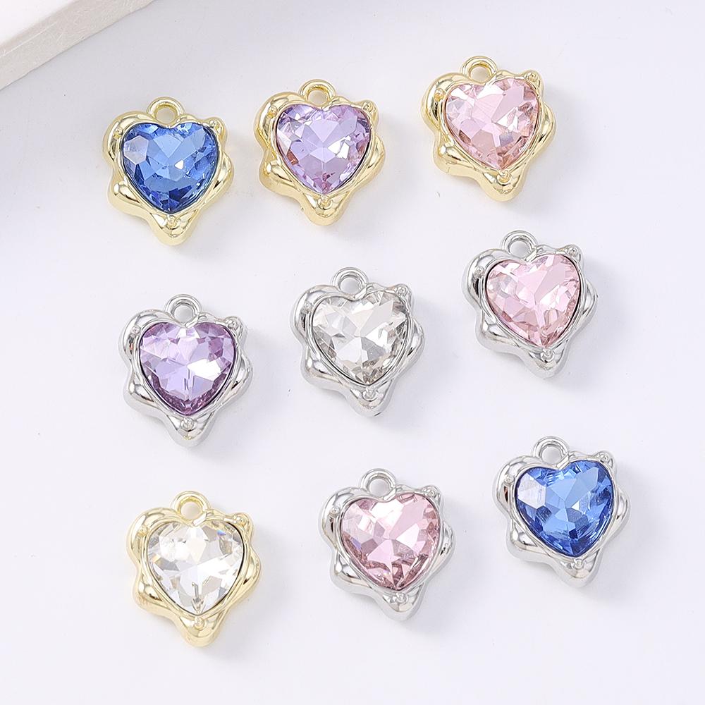 5pcs Elegant Crystal CZ Love Heart Charms Pendants for Necklace Earrings Bracelet DIY Jewelry Making Accessories Supplies