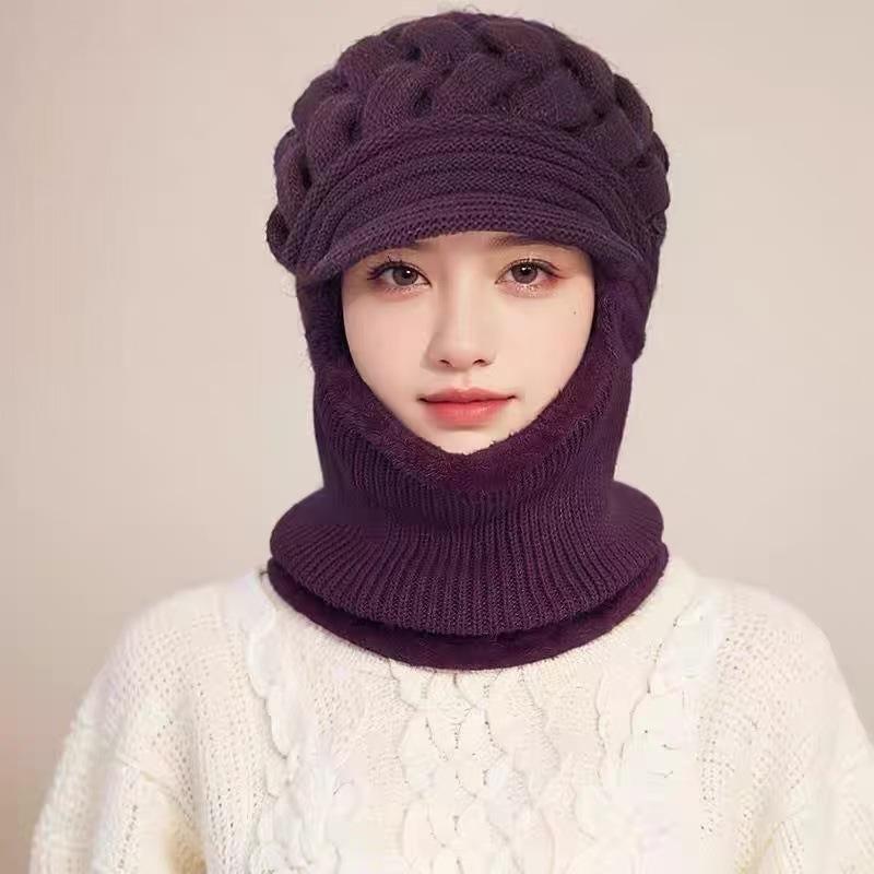 Hat Men's Winter Windproof, Cold-proof and Warm Wool Knitted Hat Super Thick Thickened Piled Headhat Big Head Circumference