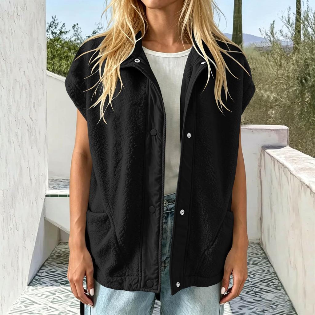 Women's Casual Sleeve Button-Up Loose Fit Jacket with Pockets for Everyday Wear
