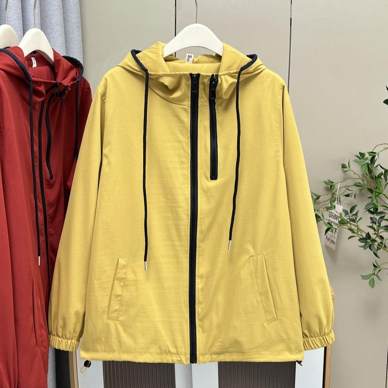 Plus Size Women Hooded Sporty Casual Windbreaker Outerwear Coat