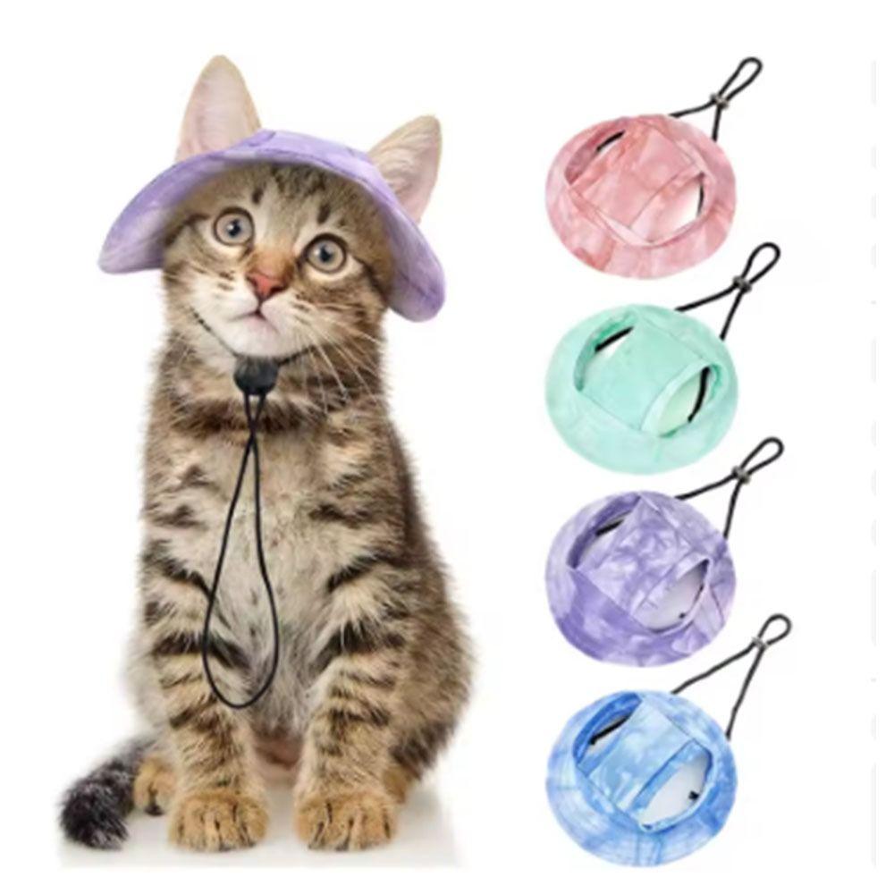 Adjustable Cat Baseball Cap with Ear Hole Cat Costume Hat Colorful Pet Sun Hat  Puppy Accessories