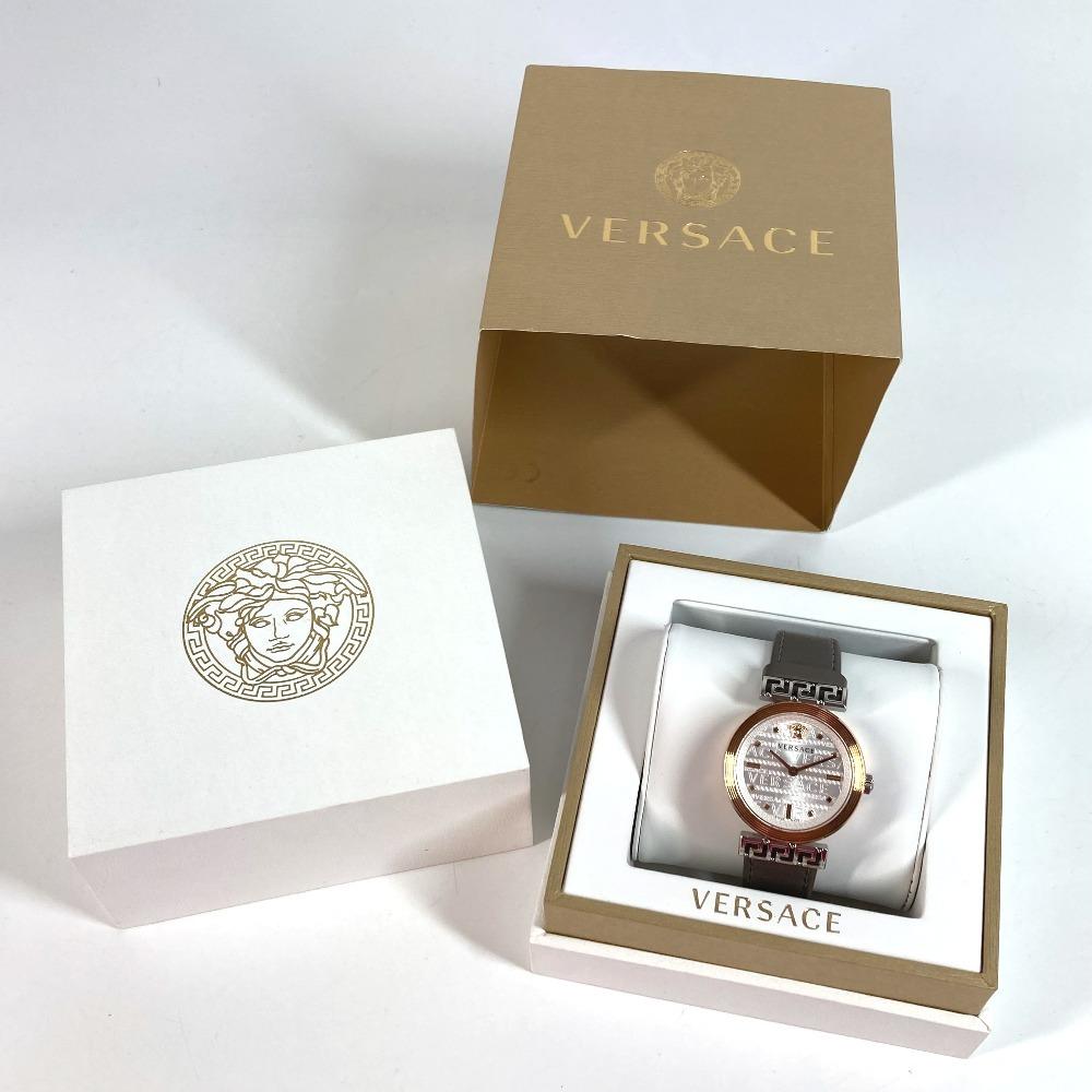 VERSACE VELW00922 medusa logo MEANDER Women's Wristwatch SS / Leather Gray Based