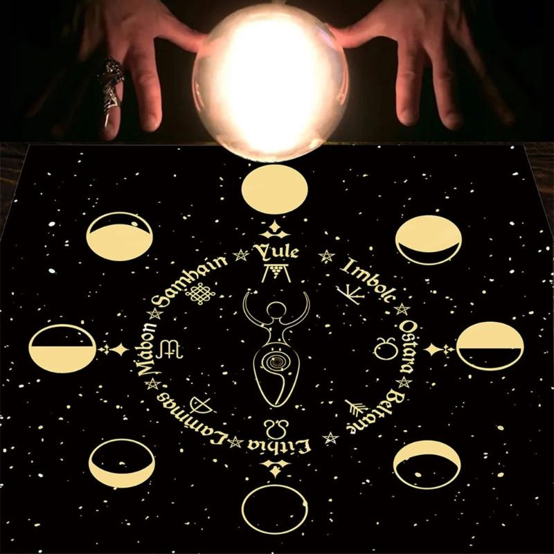 60x60cm Tarot Card Tablecloth Flannel Geometric Figure Divination Altar Cloth Board Game Oracles Card Pad Runes Support