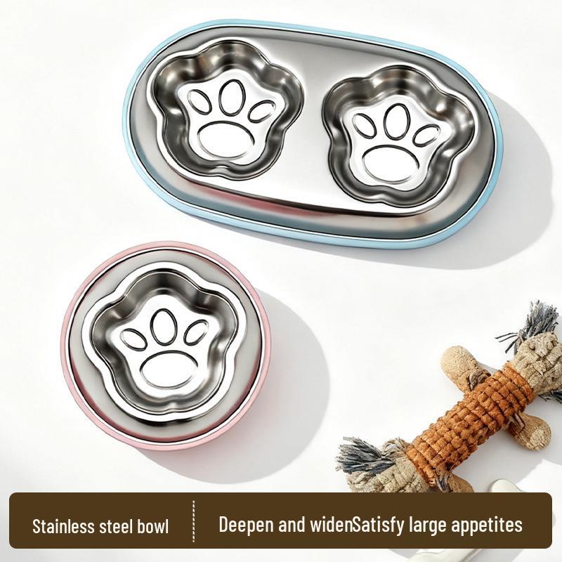 304 Stainless Steel Non-slip Cat & Dog Feeding Bowl, Large Capacity, Anti-tip Design