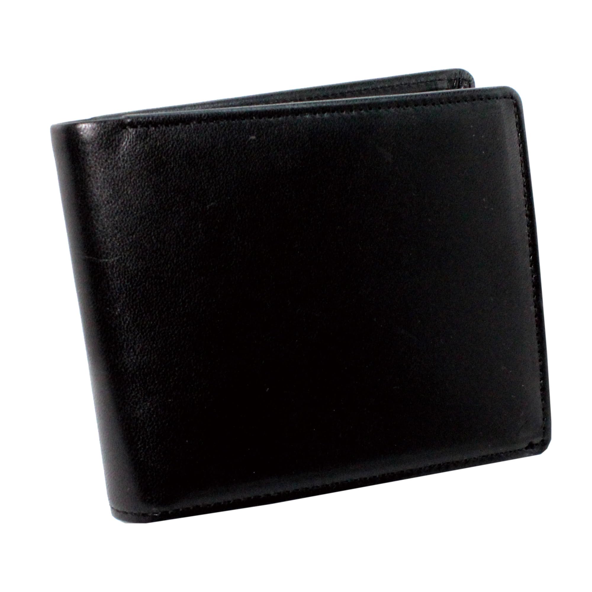 

[кожаный тон] Кошелек-портмоне бифолд из кожи Точиги с карманом на молнии для монет и отделением для купюр, Сделано в Японии, 4LT0005 (черный)