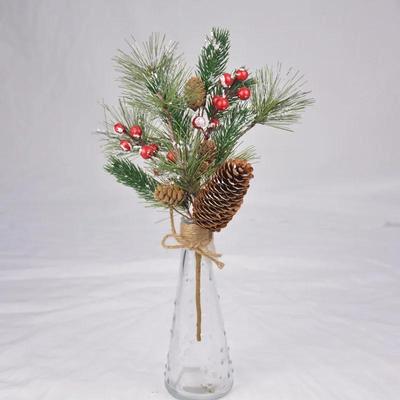 Crenguțe de pin artificial de Crăciun, tulpini de fructe roșii, decorațiuni artificiale de pin, ornamente, decorațiuni pentru pomul de Crăciun, decor de sărbători