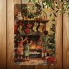 Vintage Christmas Metal Tin Sign Retro Holiday Wall Art Decor