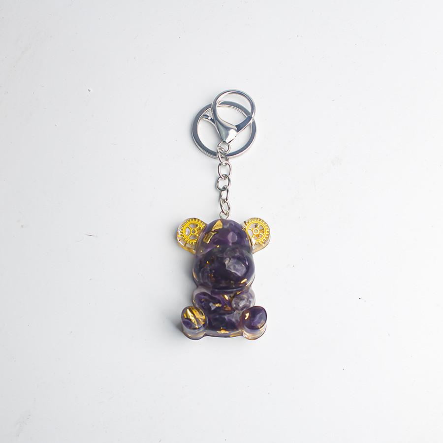 

Crystal Stone Bear Pendant With Natural Gemstones For Car Keychain And Gift Use Style A